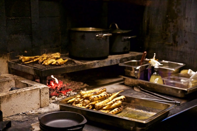 Parsnips and other ingredients prepped for service at Ekstedt Restaurant, Stockholm