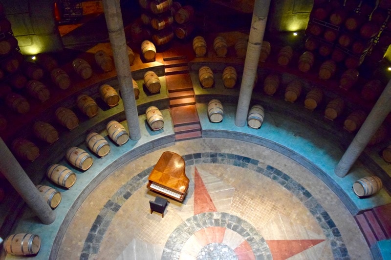 Stunning cellar with grand piano at Salentein Winery, Uco Valley