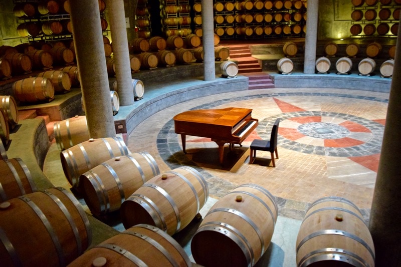 Stunning cellar with grand piano at Salentein Winery, Uco Valley