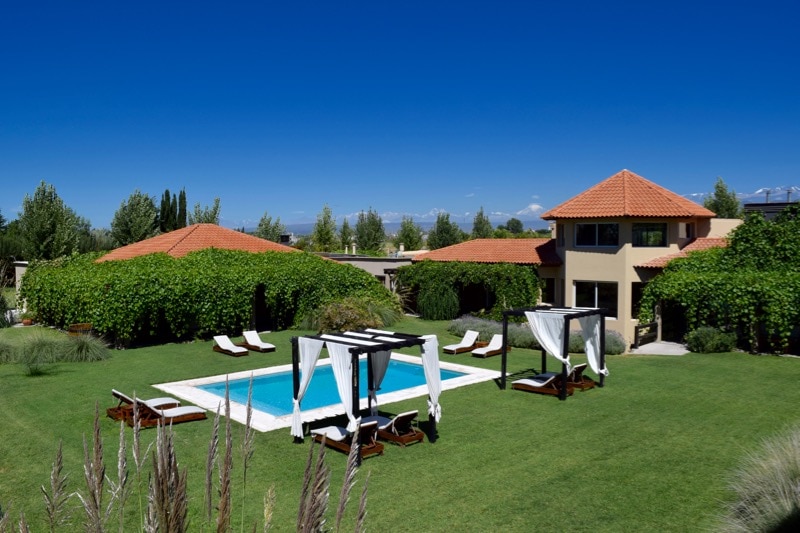 View of the pool from upstairs at Villa Mansa Hotel