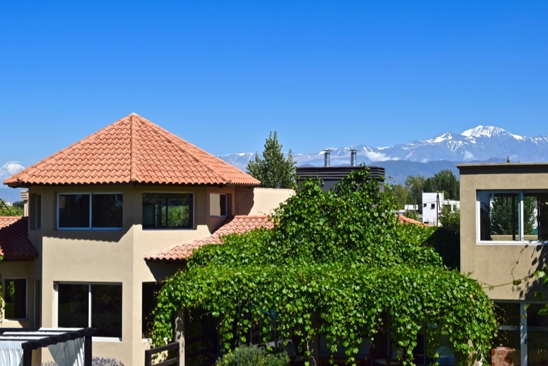 Villa Mansa Hotel with a backdrop of the Andes Mountains