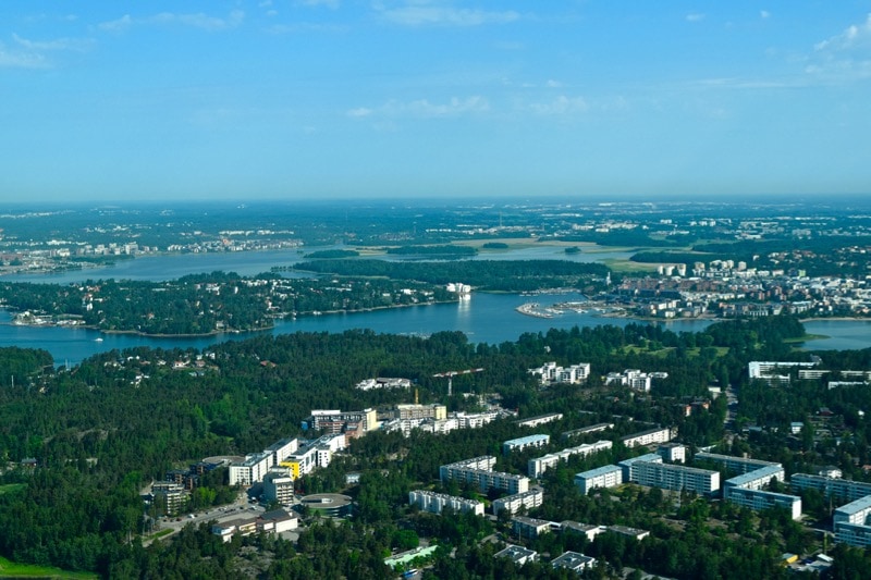 View from a Cessna flight over Helsinki