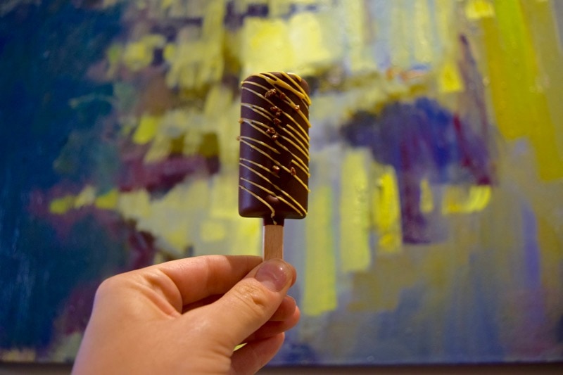 Toffee, chocolate gelato pop at Awesome desserts at Sixth Course, San Francisco Food Tour