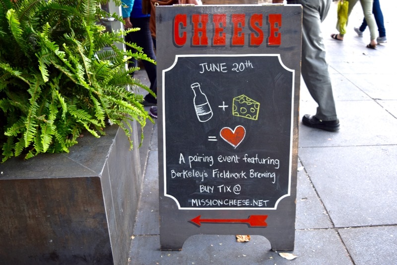 Board outside Mission Cheese, Mission District Food Tour, San Francisco Board outside Mission Cheese, Mission District Food Tour, San Francisco