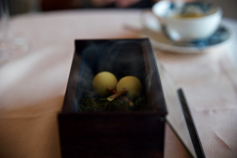 Juniper ice cream with white chocolate at Olo Restaurant, Helsinki