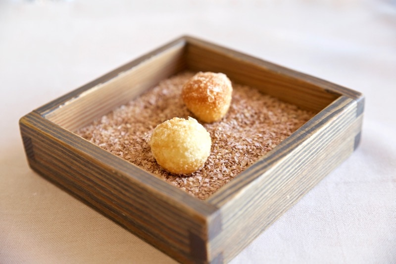 Puffed sourdough with smoked salmon filling at Olo Restaurant, Helsinki