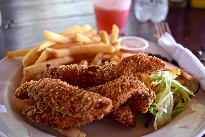 Fried chicken at Reggae Beach Bar, St Kitts