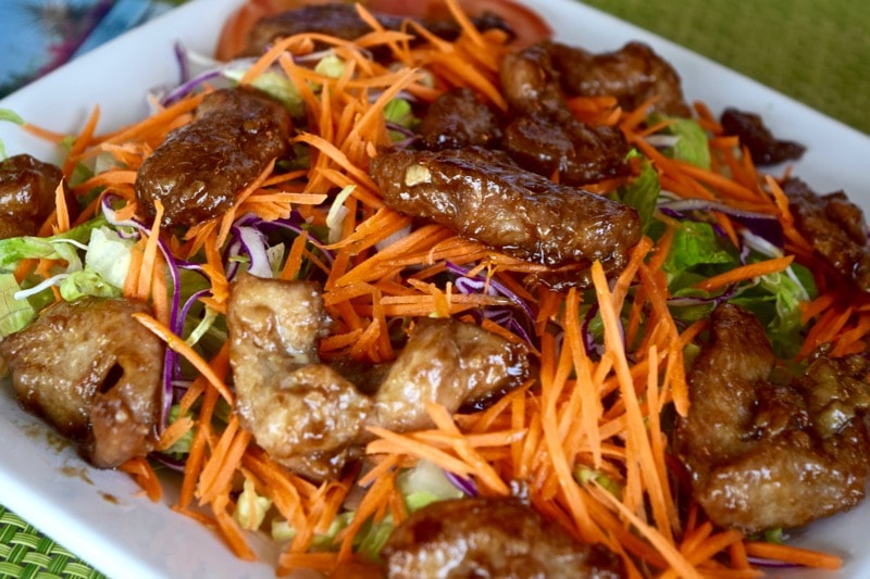 Chicken salad at Palm Court Gardens, St Kitts