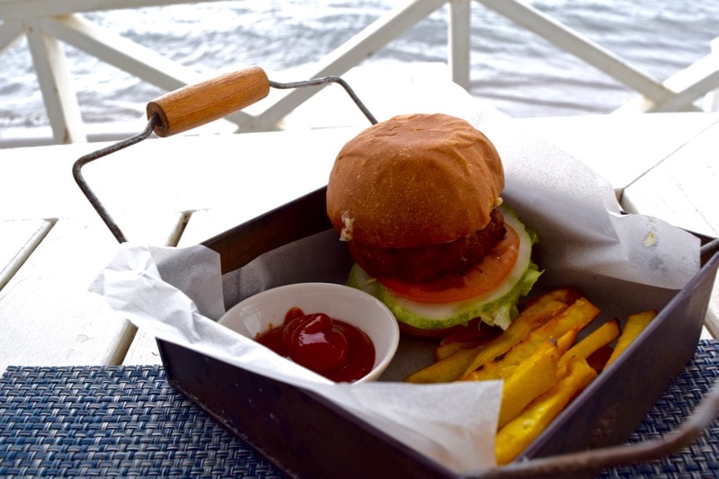 Seafood burger at Arthur’s Restaurant, St Kitts Seafood burger at Arthur's Restaurant, St Kitts