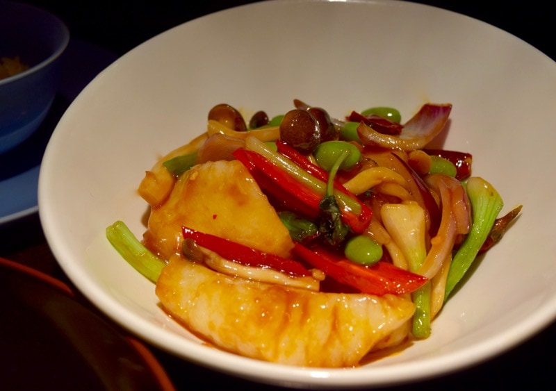 Tasty sea bass at Hakkasan, London