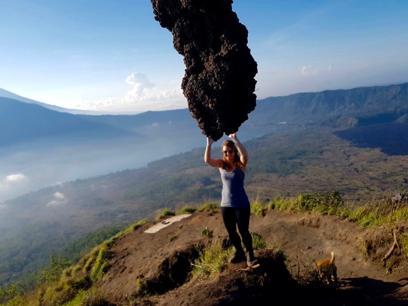 Having fun at the top of Mount Batur, Bali