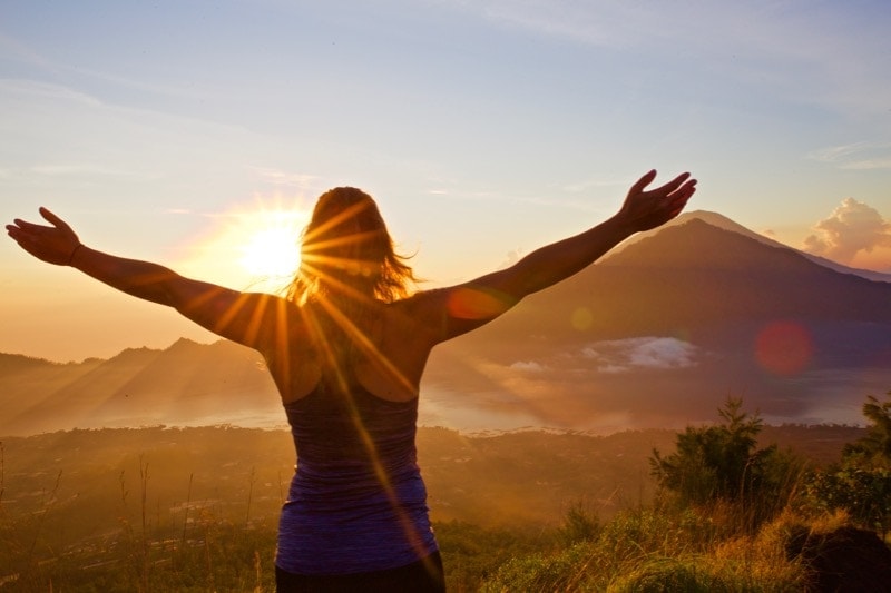 Taking in the incredible view of sunrise from Mount Batur, Bali