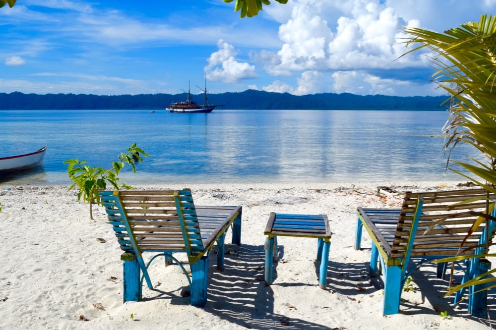 Perfect beach scene in Raja Ampat, Indonesia