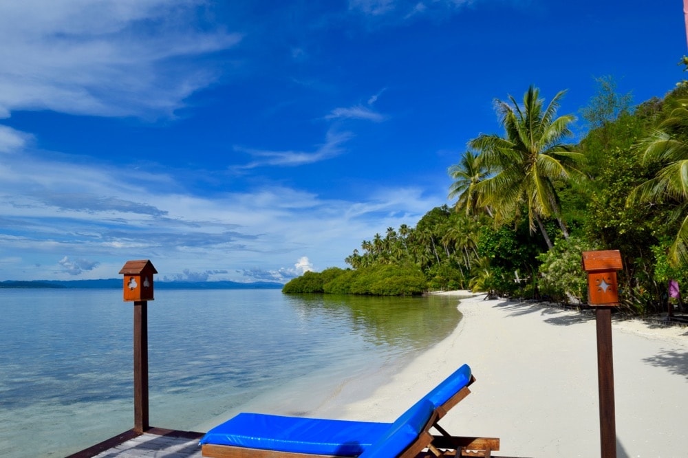 Perfect beach scene in Raja Ampat, Indonesia