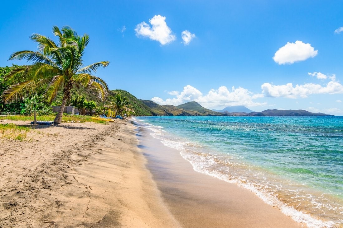 Beautiful beach in St Kitts, Caribbean