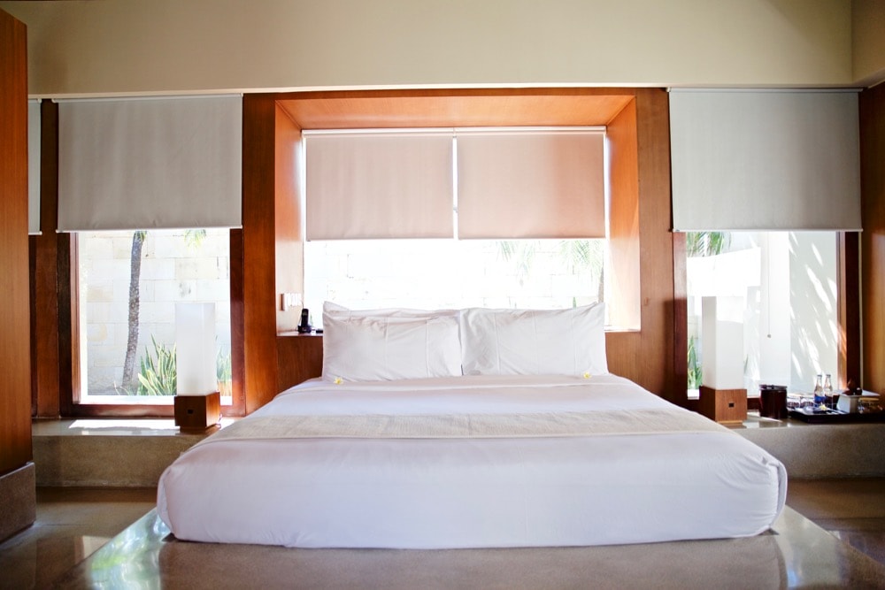 Bedroom in our single pavillion at The Bale, Nusa Dua, Bali