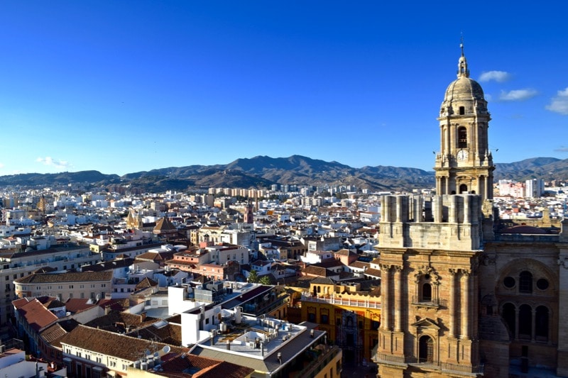 View of Malaga from the roof terrace at AC Hotel Malaga Palacio, Malaga