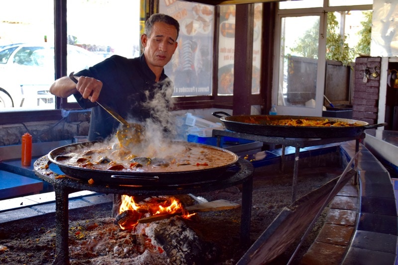 Giant paella at La Barca Restaurant, Nerja, Spain