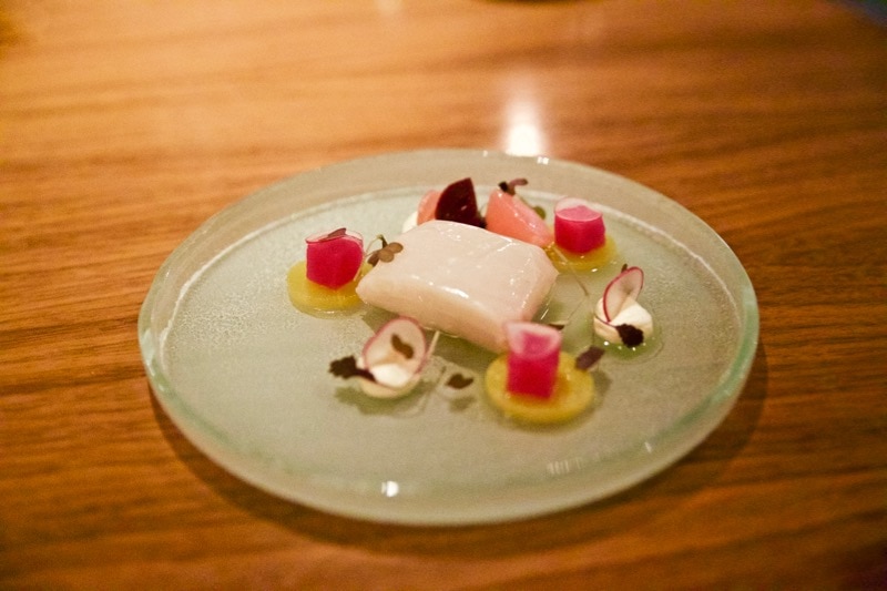 Smoked haddock with radishes, beetroot and horseradish cream at The Artichoke, Amersham