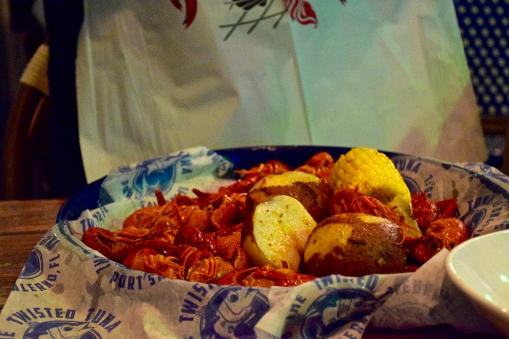 Anyone for some Crawfish?! Dinner at The Twisted Tuna, Port Salerno, Florida