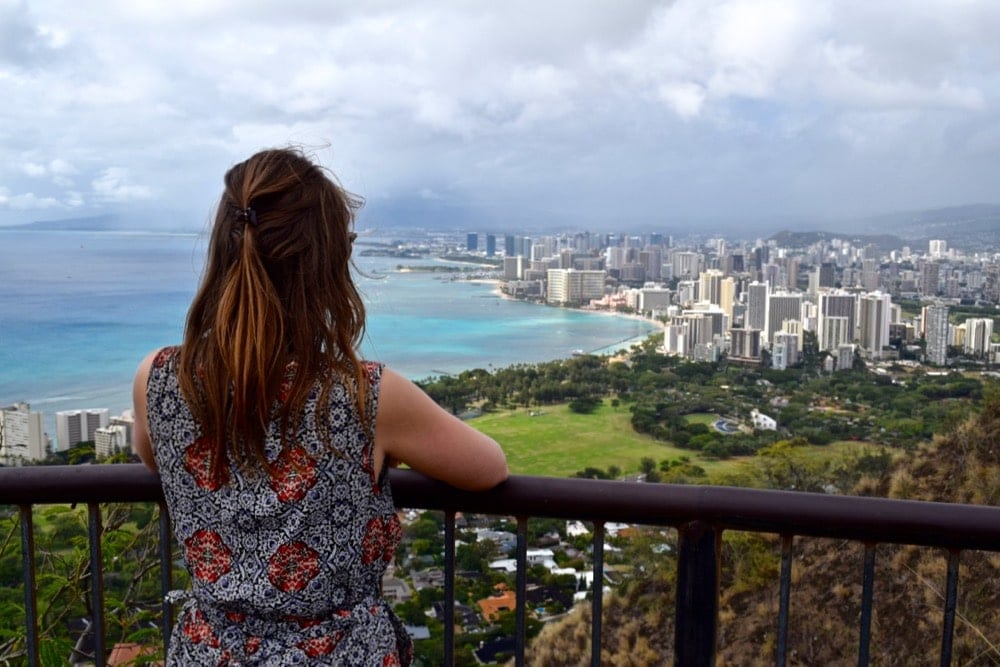 Enjoying the view from Diamond Head Trail, Hawaii