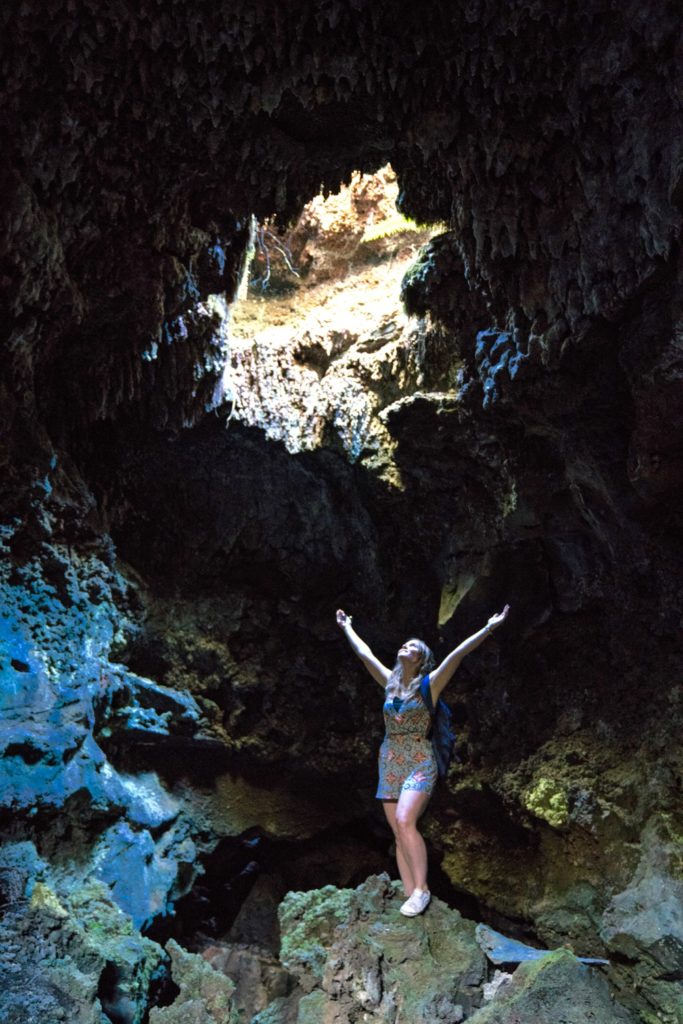 Exploring the inside of a lava tube in Hawaii