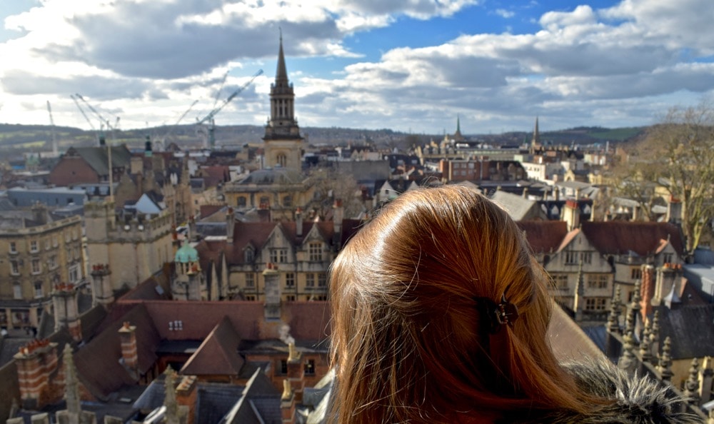Enjoying the views from St Mary The Virgin Tower, Oxford