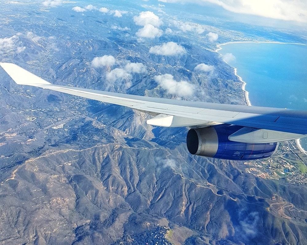 Plane window view