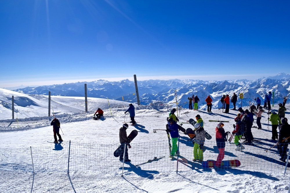 Skiers at at Matterhorn Glacier Paradise, Zermatt, Switzerland