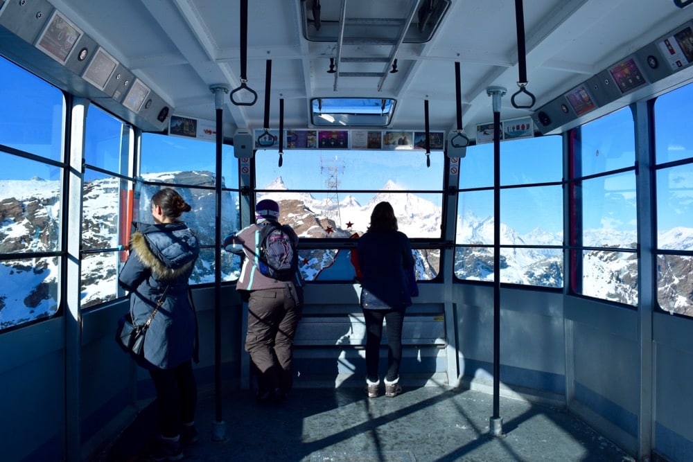 Panoramic views from the cable car at Matterhorn Glacier Paradise, Zermatt, Switzerland