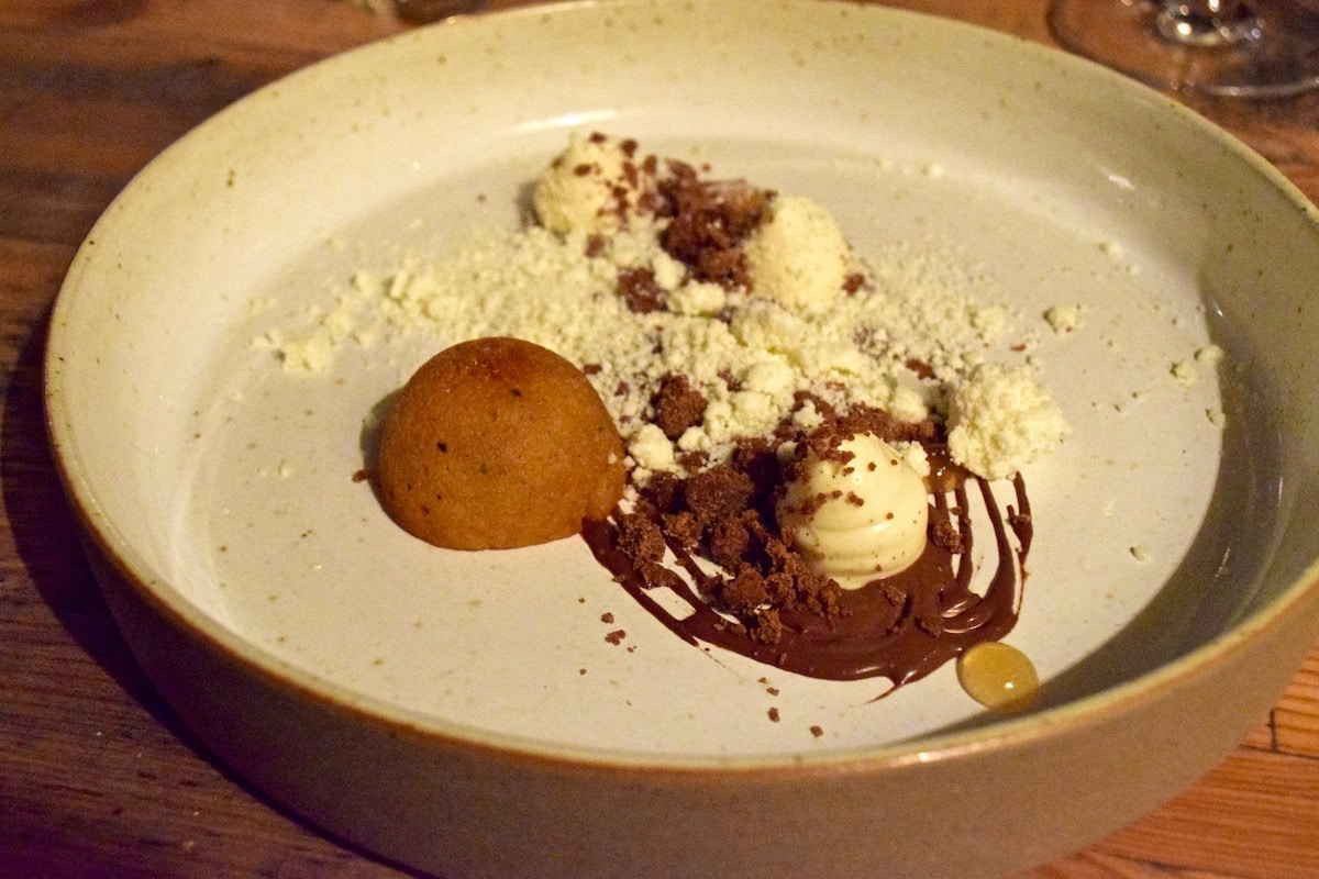 Coffee and almond dessert at Hawkyns Restaurant, Amersham