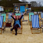 Waiting for sunshine on the beach at The Grove, Hertfordshire