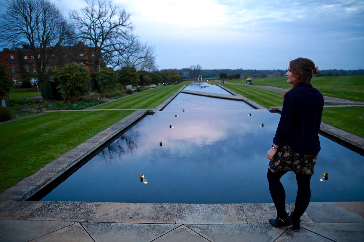 Exploring the grounds of The Grove, Hertfordshire