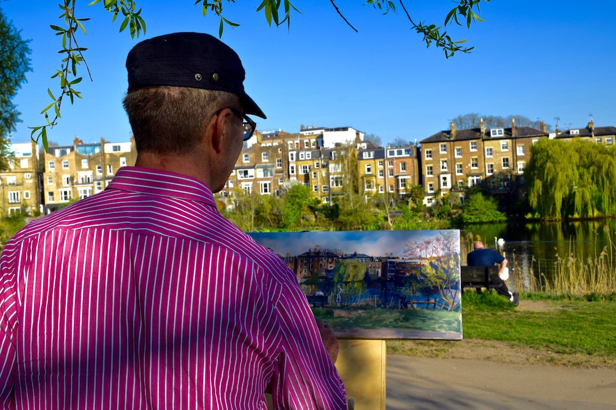 Artist at work in Hampstead, London