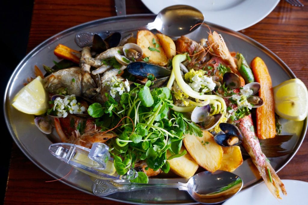 A huge fish and seafood platter at Rock A Nore Kitchen, Hastings