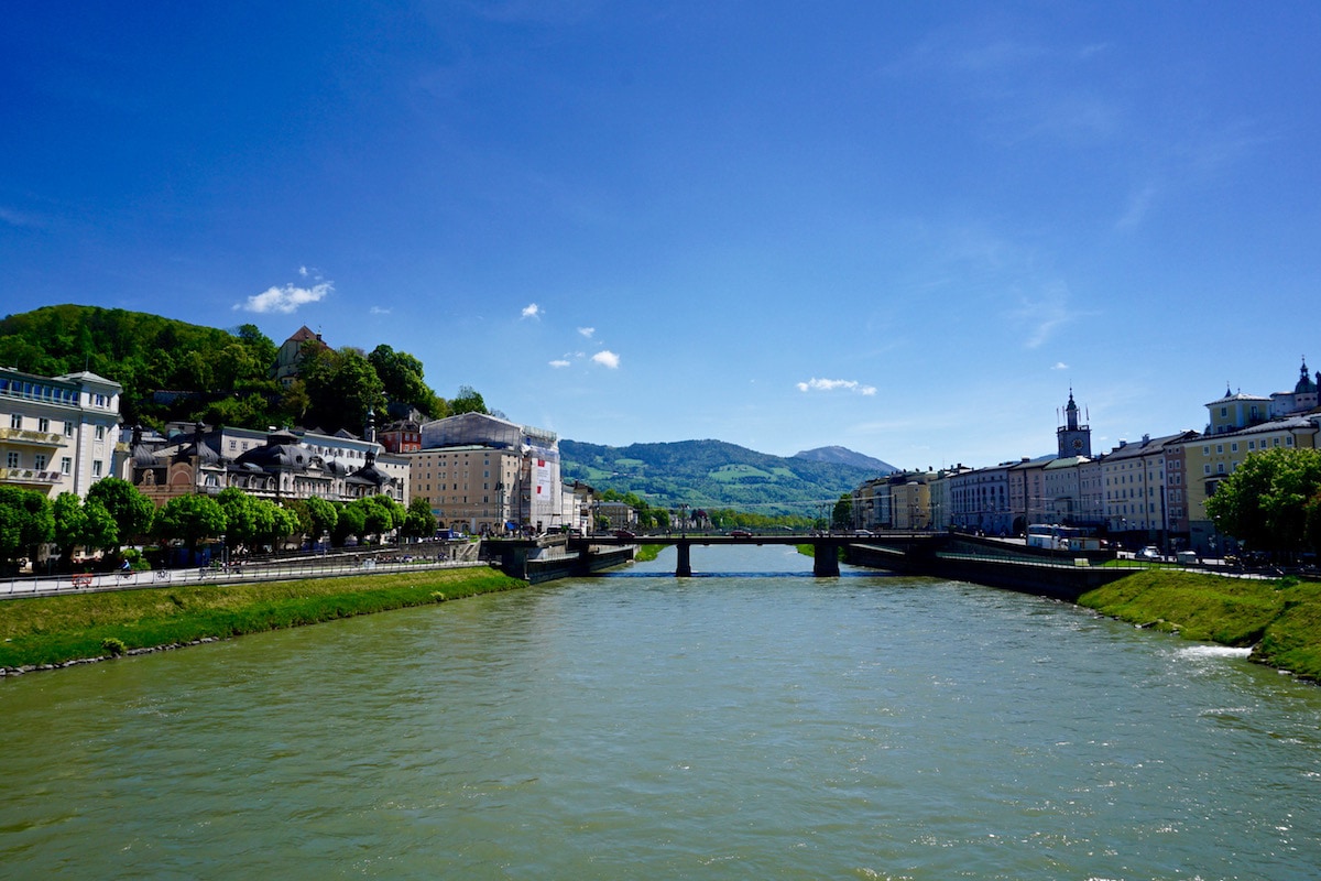 View from the lock bridge - aka Makartsteg Bridge, Salzburg, Austria