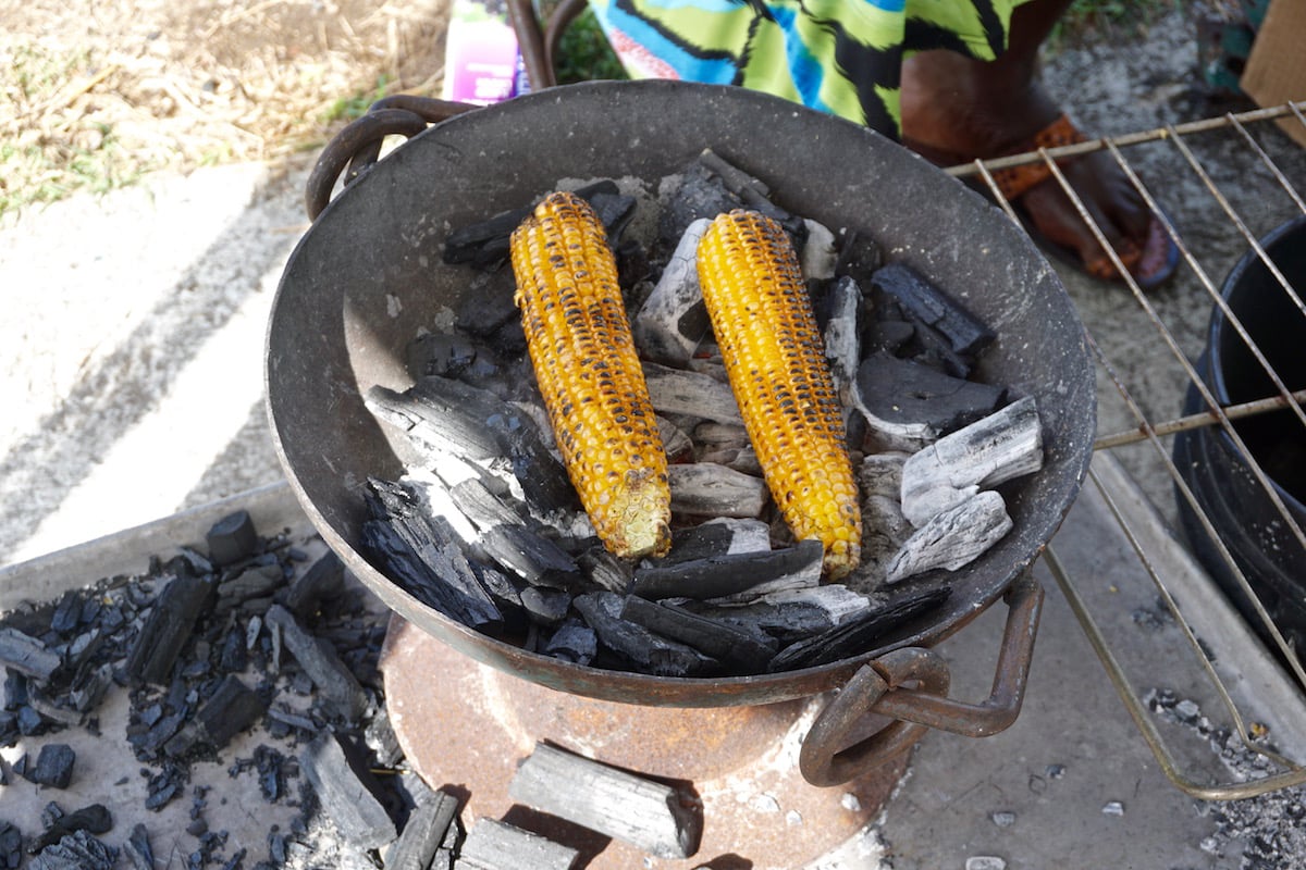 Grilled corn in Antigua