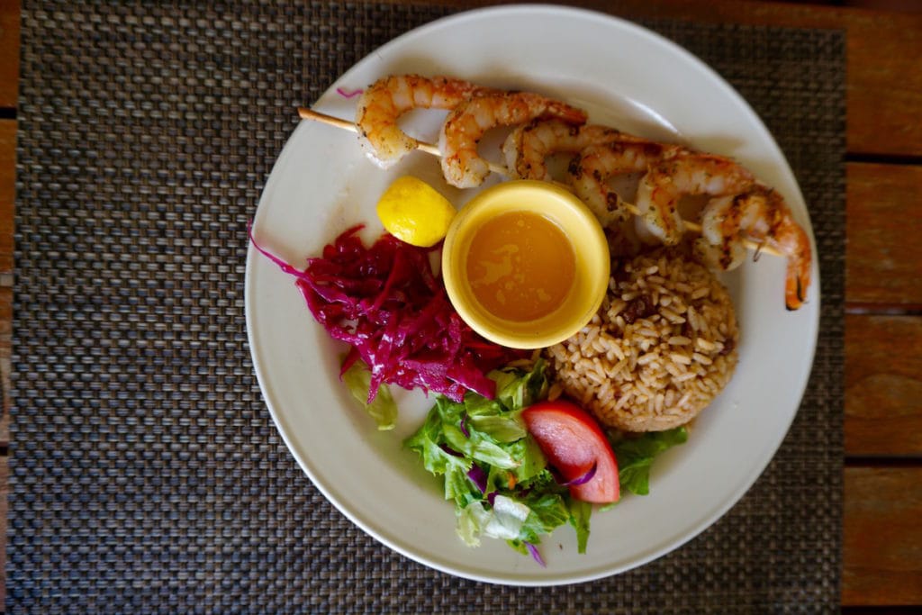 Grilled shrimp at Dennis Beach Bar