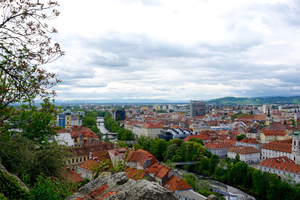 View of Graz climbing up Schlossberg