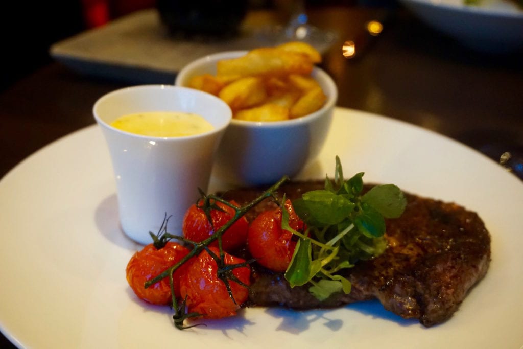 Steak and chips at Club Zetter Wine Room & Kitchen, London