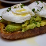 Smashed avocado with poached eggs at The Zetter Hotel, London