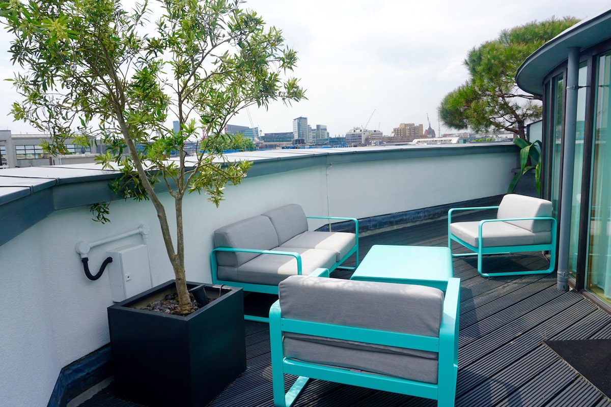 Our terrace at The Zetter Hotel, London