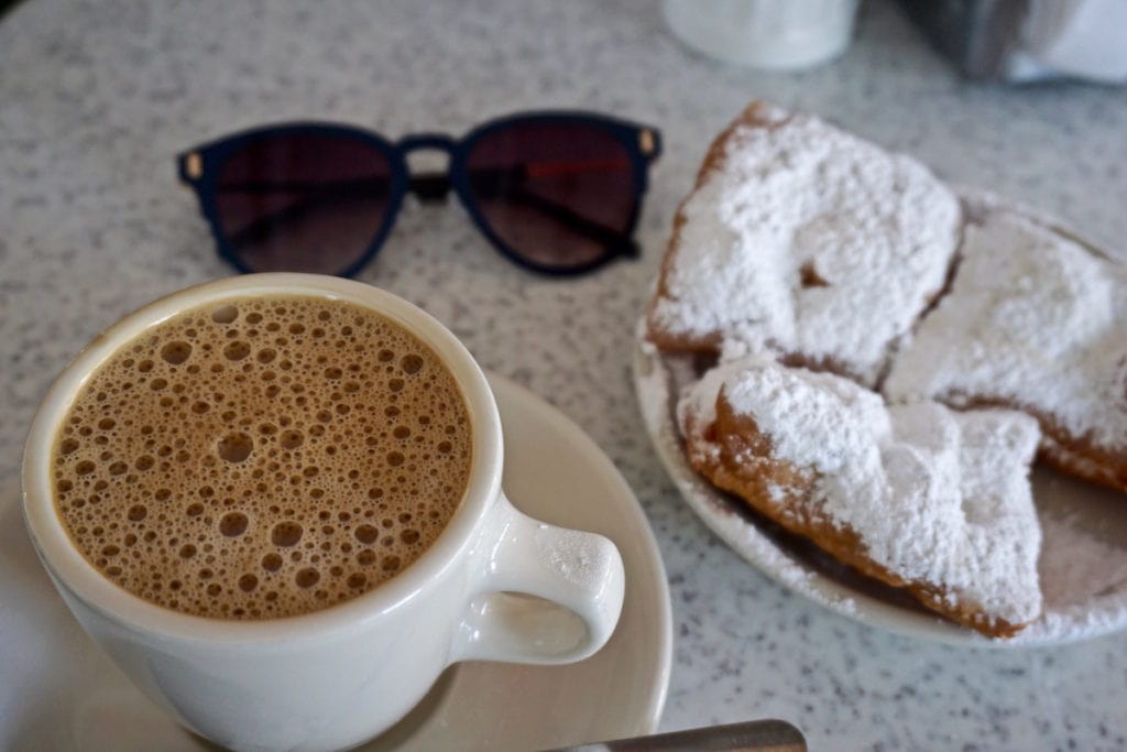 Coffee and beignets at Cafe Du Monde, New Orleans