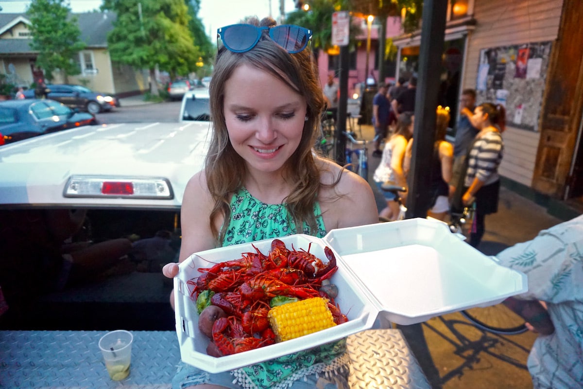 Crawfish at the R Bar crawfish boil, New Orleans