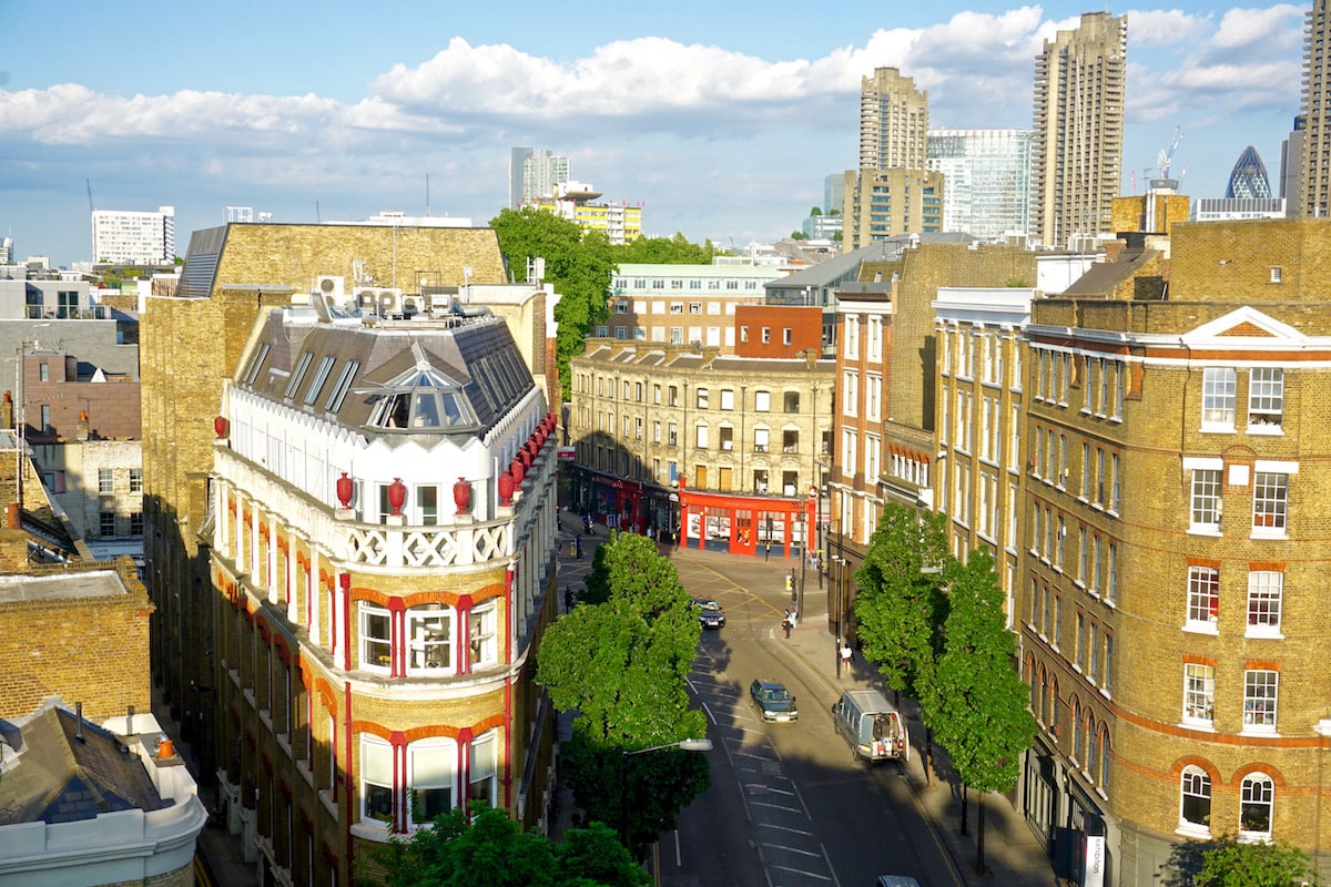 View from our terrace at The Zetter Hotel, London