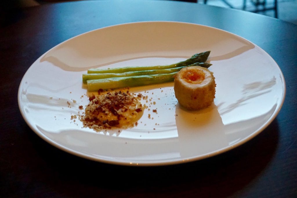 Asparagus and egg at Club Zetter Wine Room & Kitchen, London