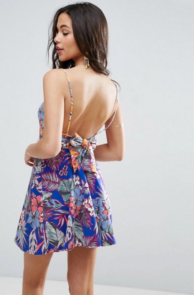 ASOS Tie Back Skater Sundress in Tropical Print