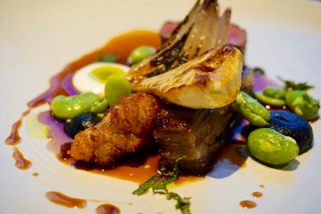 Hogget with burnt aubergine at Cottage in the Wood