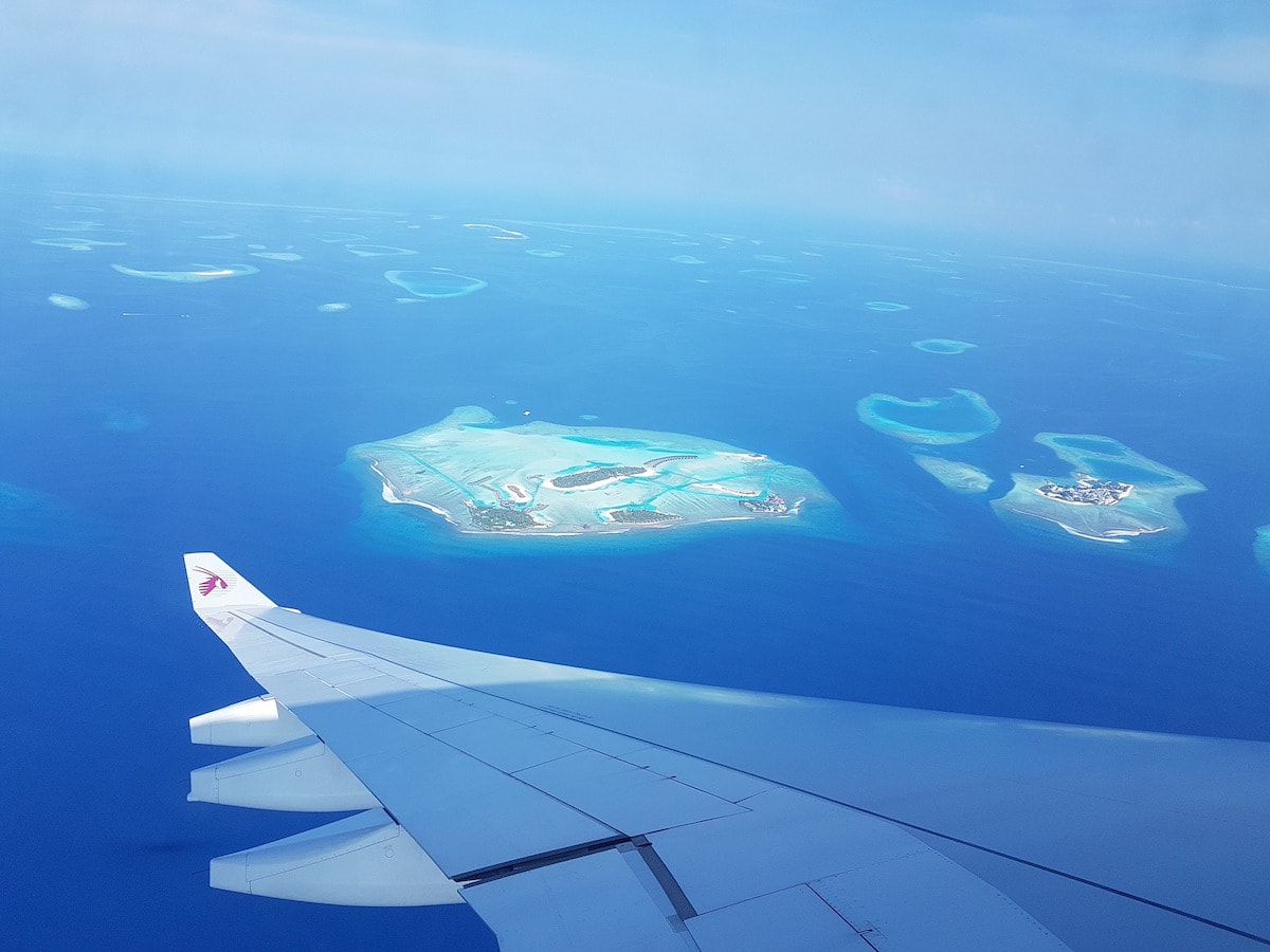 Flying over the Maldives