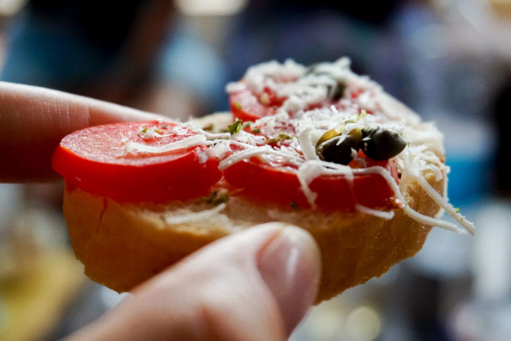 Bruschettas at Hauner Winery, Sicily